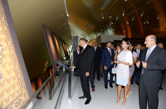 Azerbaijani president and his spouse attend opening of Carpet Museum