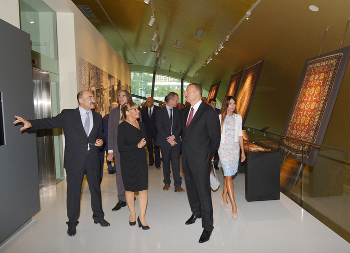 Azerbaijani president and his spouse attend opening of Carpet Museum
