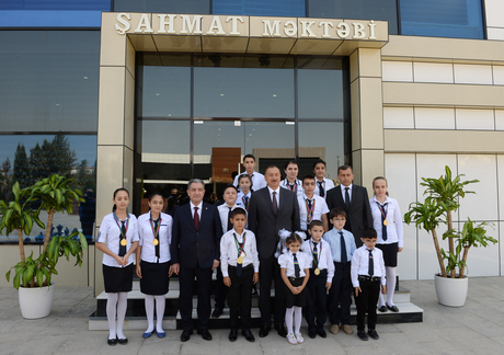 Azerbaijani President attends opening of chess school in Beylagan region