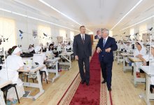 Azerbaijani president attends opening of garment factory in Horadiz city