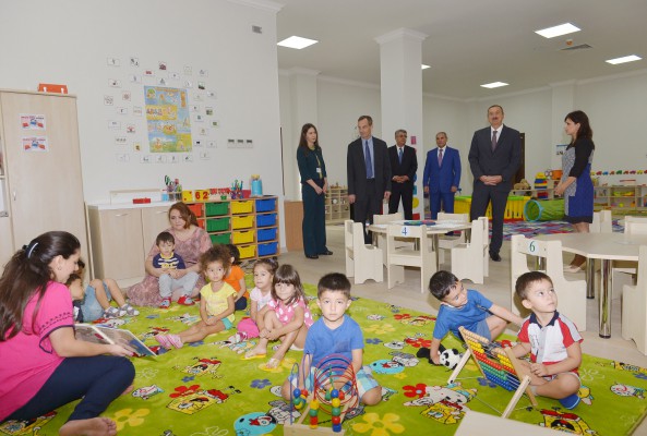 Azerbaijani president observes new office building of Baku Talents Education Complex
