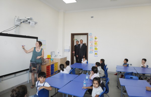Azerbaijani president observes new office building of Baku Talents Education Complex