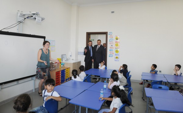 Azerbaijani president observes new office building of Baku Talents Education Complex