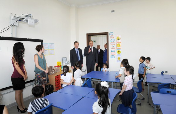 Azerbaijani president observes new office building of Baku Talents Education Complex