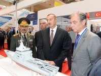 President Ilham Aliyev visits first Azerbaijan international defense industry exhibition