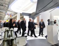 President Ilham Aliyev visits first Azerbaijan international defense industry exhibition