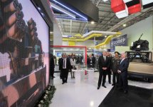 President Ilham Aliyev visits first Azerbaijan international defense industry exhibition