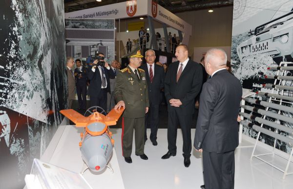 President Ilham Aliyev visits first Azerbaijan international defense industry exhibition
