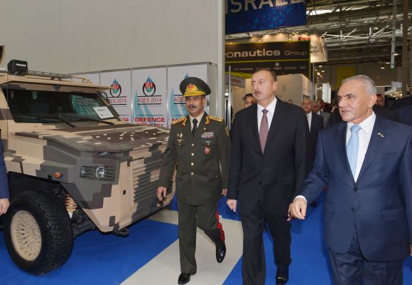 President Ilham Aliyev visits first Azerbaijan international defense industry exhibition