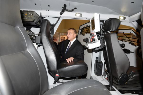 President Ilham Aliyev visits first Azerbaijan international defense industry exhibition