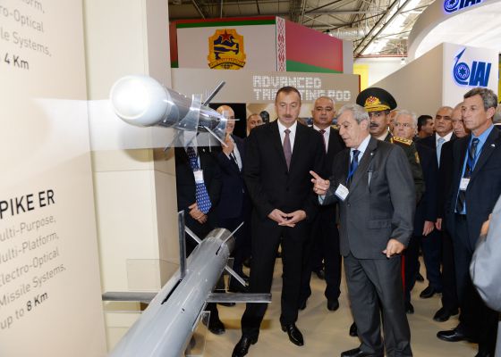 President Ilham Aliyev visits first Azerbaijan international defense industry exhibition