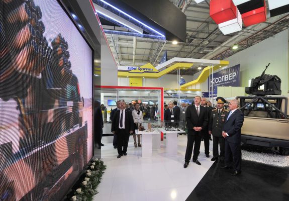 President Ilham Aliyev visits first Azerbaijan international defense industry exhibition