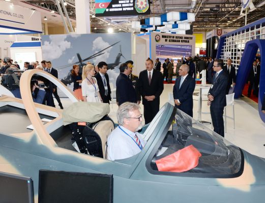 President Ilham Aliyev visits first Azerbaijan international defense industry exhibition