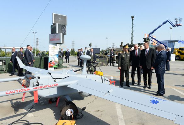 President Ilham Aliyev visits first Azerbaijan international defense industry exhibition