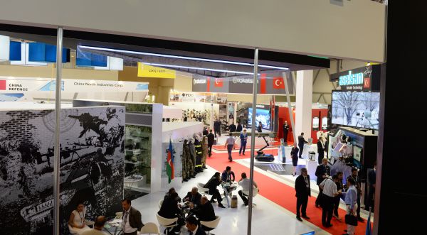 President Ilham Aliyev visits first Azerbaijan international defense industry exhibition