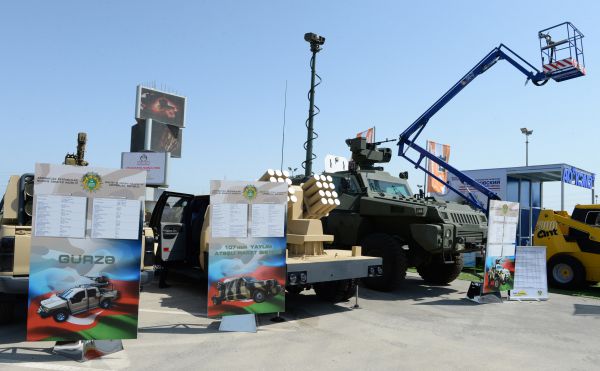 President Ilham Aliyev visits first Azerbaijan international defense industry exhibition