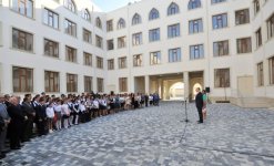 Azerbaijani president, his spouse attend opening of new building of school in Baku