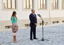 Azerbaijani president, his spouse attend opening of new building of school in Baku