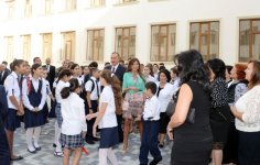 Azerbaijani president, his spouse attend opening of new building of school in Baku