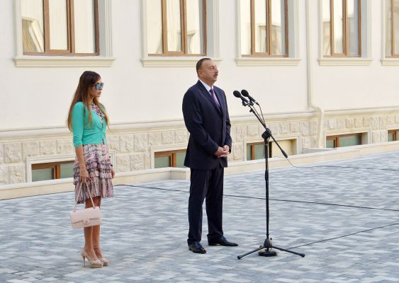 Azerbaijani president, his spouse attend opening of new building of school in Baku