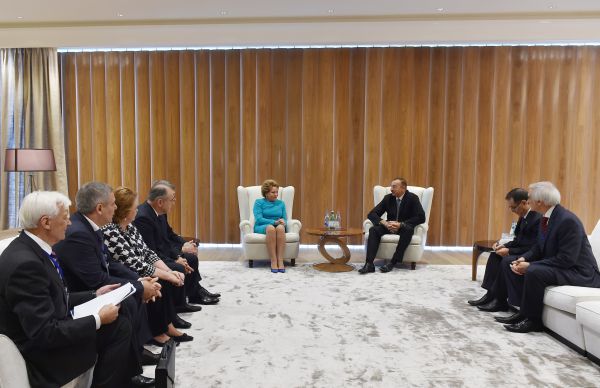 President Ilham Aliyev received Chairperson of the Federation Council of the Federal Assembly of the Russian Federation Valentina Matviyenko (PHOTO)