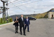 President Ilham Aliyev and his spouse attended the opening of a new bus station in Dashkasan (PHOTO)