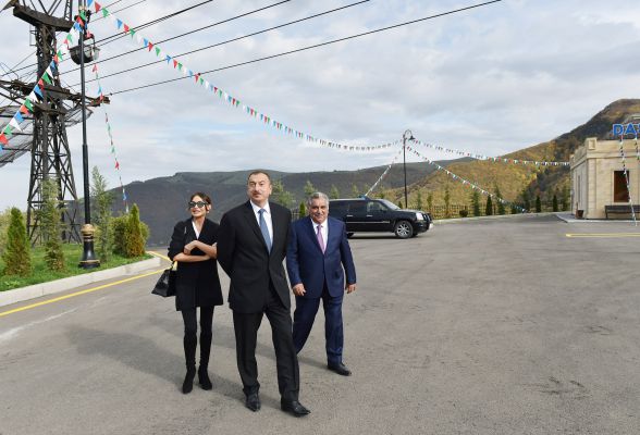 President Ilham Aliyev and his spouse attended the opening of a new bus station in Dashkasan (PHOTO)