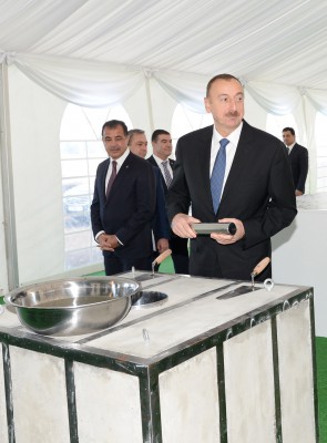 Azerbaijani president attends foundation laying ceremony of Stadler Ganja Carriage Factory