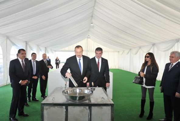 Azerbaijani president attends foundation laying ceremony of Stadler Ganja Carriage Factory