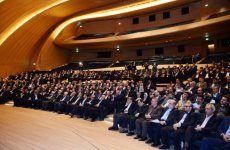 Azerbaijani, Iranian presidents attend business forum in Baku
