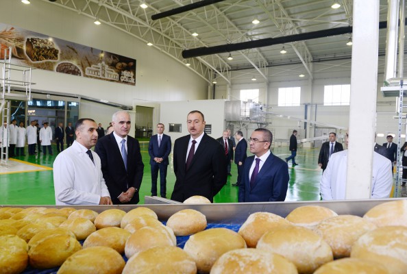 President Ilham Aliyev attended the opening of a bread factory in Shamkir (PHOTO)