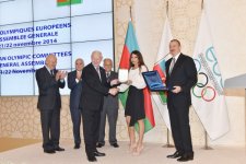 Azerbaijani president, his spouse attend General Assembly of European Olympic Committees