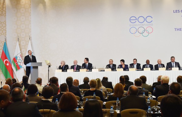 Azerbaijani president, his spouse attend General Assembly of European Olympic Committees