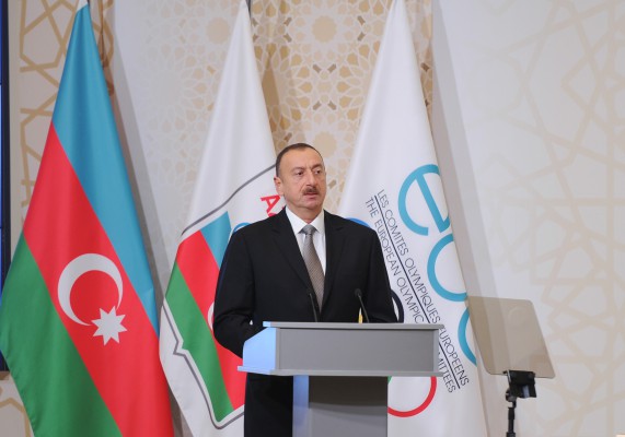 Azerbaijani president, his spouse attend General Assembly of European Olympic Committees