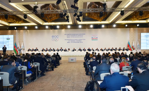 Azerbaijani president, his spouse attend General Assembly of European Olympic Committees