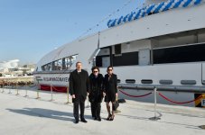 Ilham Aliyev attended a ceremony to inaugurate the fast crew boat after Muslim Magomayev