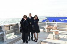 Ilham Aliyev attended a ceremony to inaugurate the fast crew boat after Muslim Magomayev