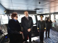Ilham Aliyev attended a ceremony to inaugurate the fast crew boat after Muslim Magomayev