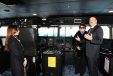 Ilham Aliyev attended a ceremony to inaugurate the fast crew boat after Muslim Magomayev