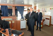 Ilham Aliyev attended a ceremony to inaugurate the fast crew boat after Muslim Magomayev