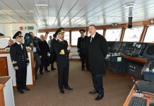 Ilham Aliyev attended a ceremony to inaugurate the fast crew boat after Muslim Magomayev