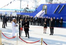 Ilham Aliyev attended a ceremony to inaugurate the fast crew boat after Muslim Magomayev