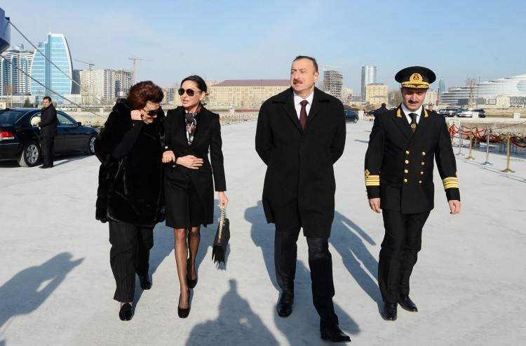 Ilham Aliyev attended a ceremony to inaugurate the fast crew boat after Muslim Magomayev