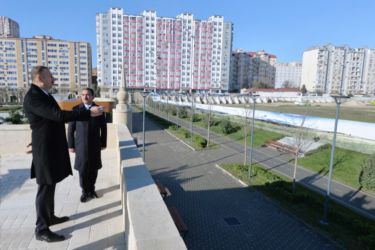 Azerbaijani president attends opening of Yasamal park (PHOTO)