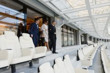 President Ilham Aliyev and his spouse review ongoing work at Baku Olympic Stadium