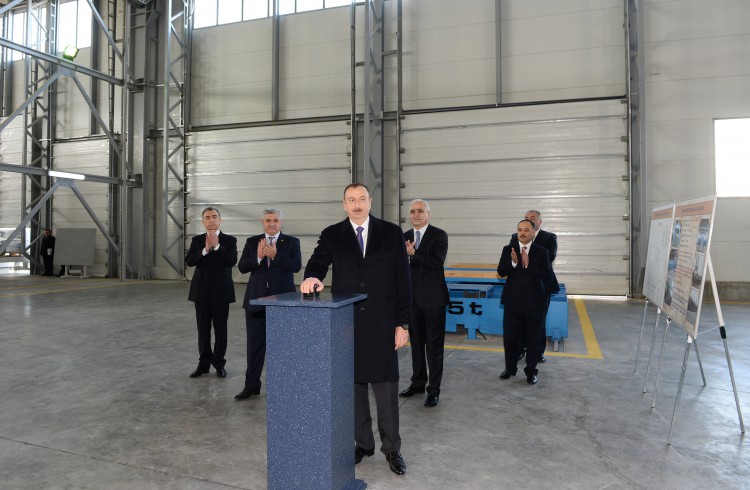 Azerbaijani President attended the opening of a concrete plant in Sumgayit