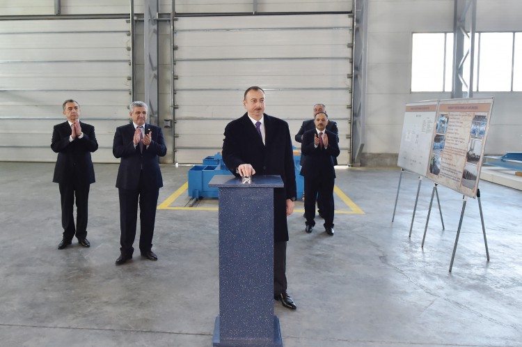 Azerbaijani President attended the opening of a concrete plant in Sumgayit