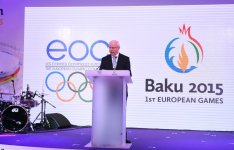 Azerbaijani president attends presentation of Baku-2015 First European Games in Davos (PHOTO)