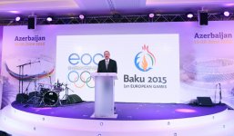 Azerbaijani president attends presentation of Baku-2015 First European Games in Davos (PHOTO)
