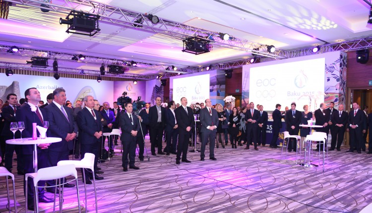 Azerbaijani president attends presentation of Baku-2015 First European Games in Davos (PHOTO)